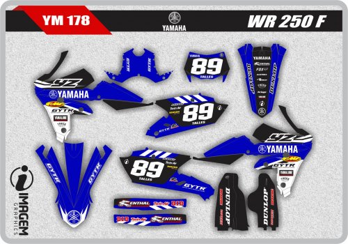 Kit Adesivo Moto De Trilha Ttr 230 Fox Dunlop Azul E Rosa