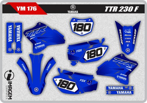 Kit Adesivo Moto De Trilha Ttr 230 Fox Dunlop Azul E Rosa